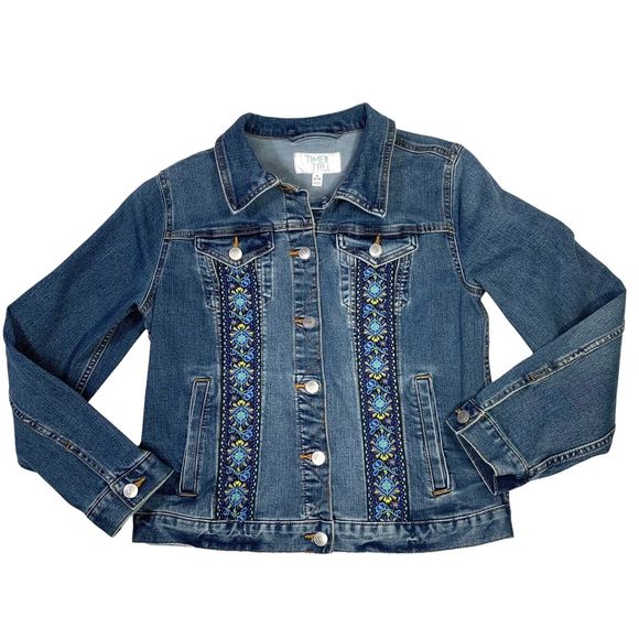 Boho Artisan Denim Jacket Embellished Beaded Floral Artsy Chic Country Glam - Picture 12 of 13